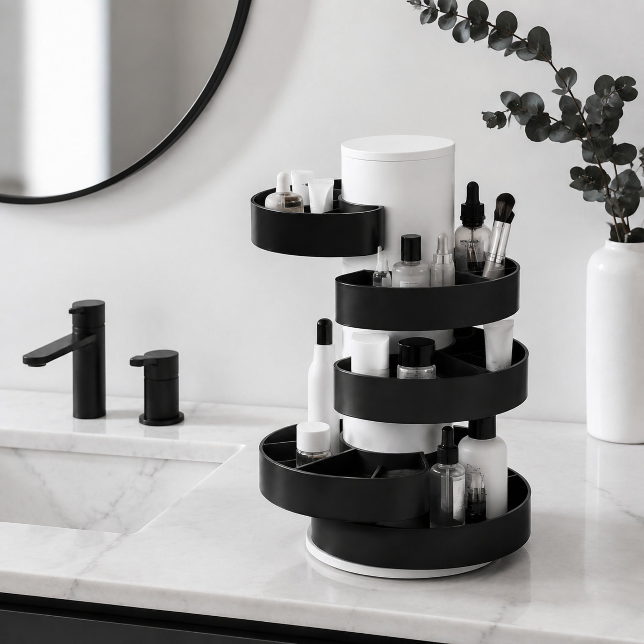 Tour Modulaire Beauté – Rangement Vertical Personnalisable Noir Mat